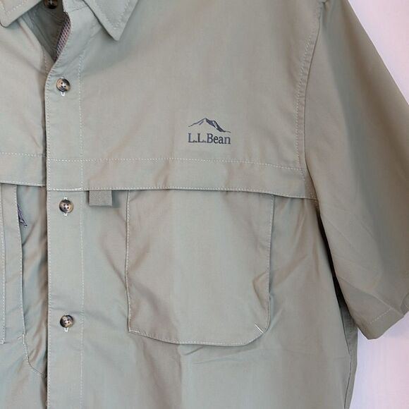 L.L. Bean Men Tropicwear Shirt Short-Sleeve UPF 50 green button down large tall - Picture 7 of 15